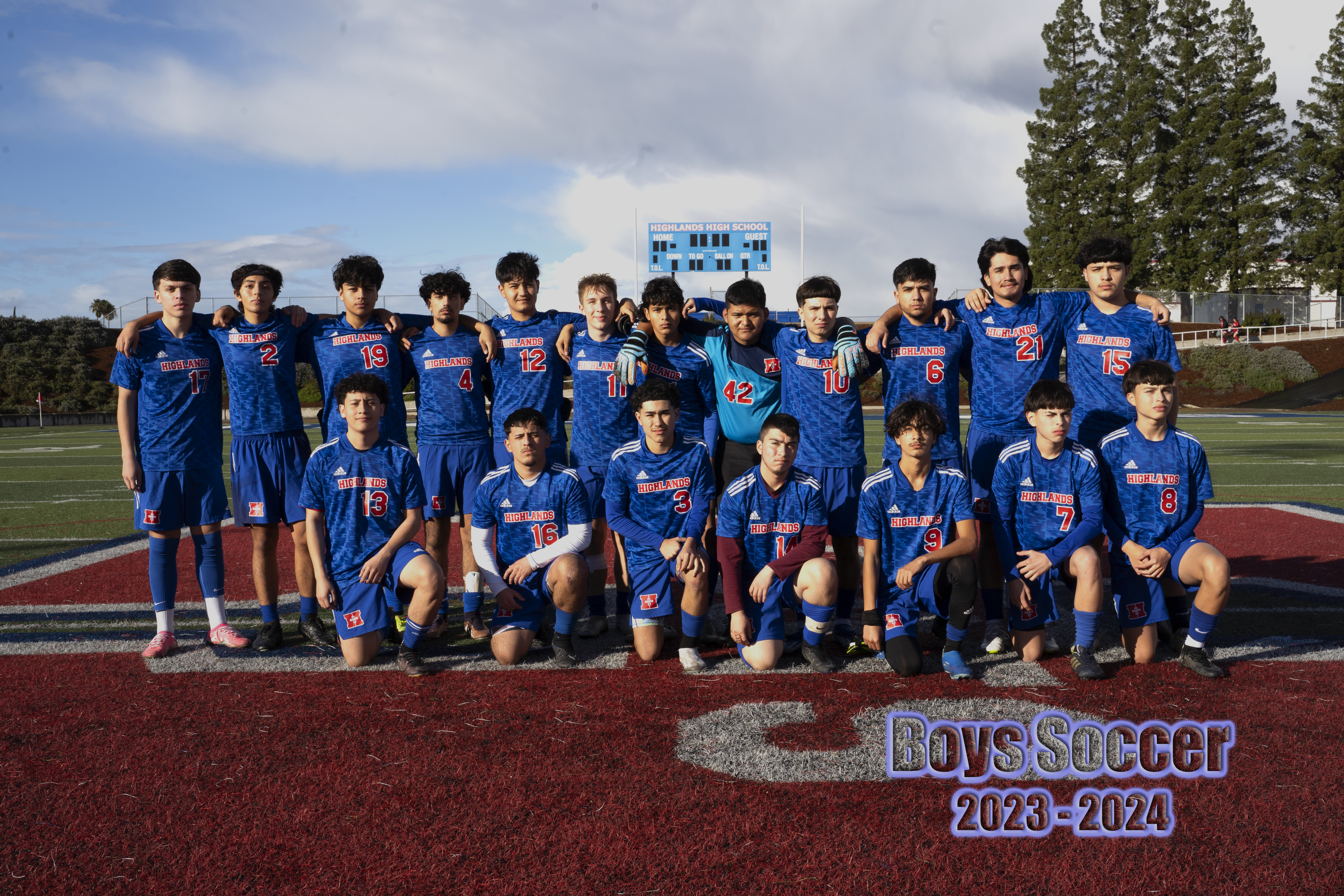boys soccer team on new track field