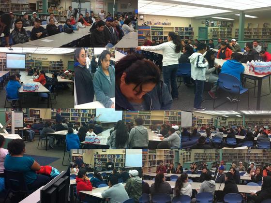 collage of pictures of people seated at desks