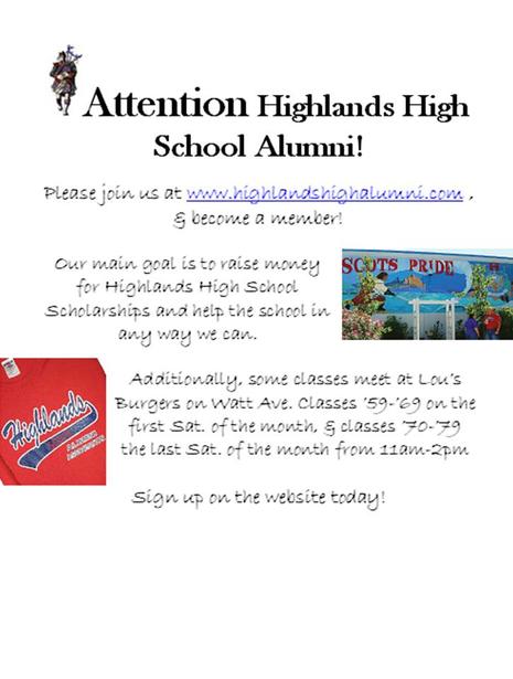 Attention Highlands High School Alumni